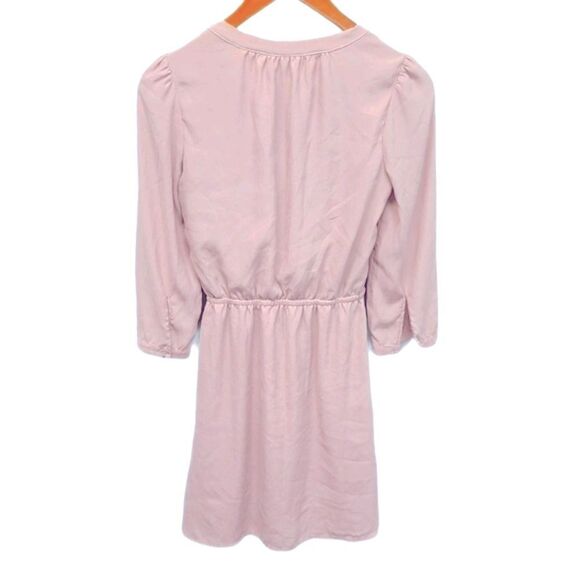 H&M Long Sleeve Pink Tie Up Front‎ Wrap Mini Dress Size 2 - Picture 2 of 8